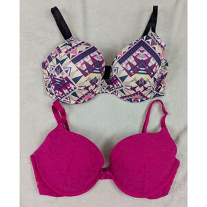 2 Victoria's Secret sz 34DD Wear Everywhere Push Up Bras underwire padded 1104